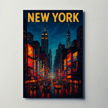New York City Night Lights Travel Poster