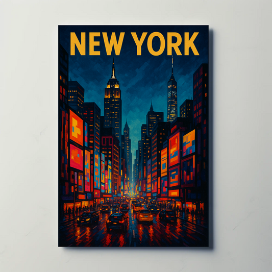 New York City Night Lights Travel Poster