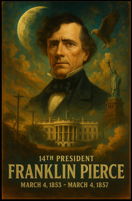 Franklin Pierce 14th President Historical Portrait Neoclassical Realism Vintage Patriotism Poster