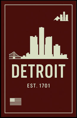 Detroit Skyline Est. 1701 Poster PosterGoat