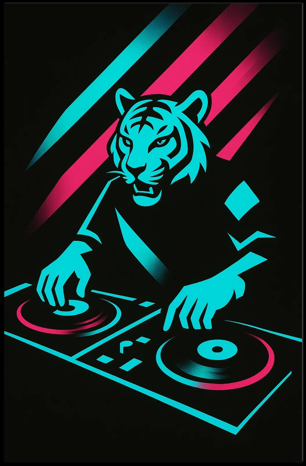 Neon Tiger Dj Poster