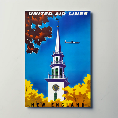 New England Travel Poster - United Air Lines