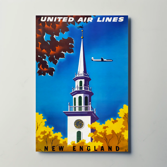 New England Travel Poster - United Air Lines
