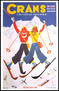 Skiing Adventure in Crans Swiss Alps Travel Poster PosterGoat