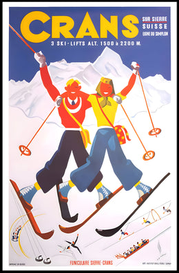 Skiing Adventure in Crans Swiss Alps Travel Poster PosterGoat