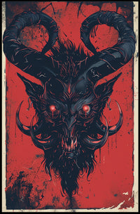 Demon Visage Art Print Poster for Home Decor and Wall Aesthetics PosterGoat