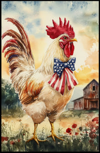 rooster crowing proudly at sunrise Poster