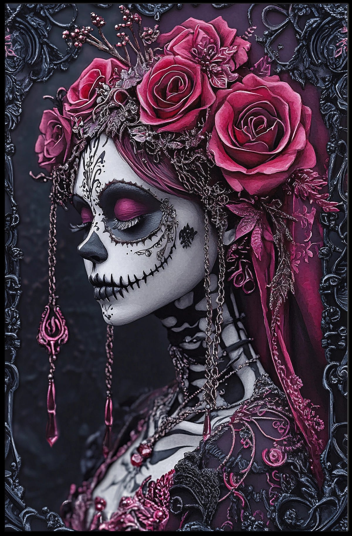 Día de los Muertos Skeleton Art Cultural Poster