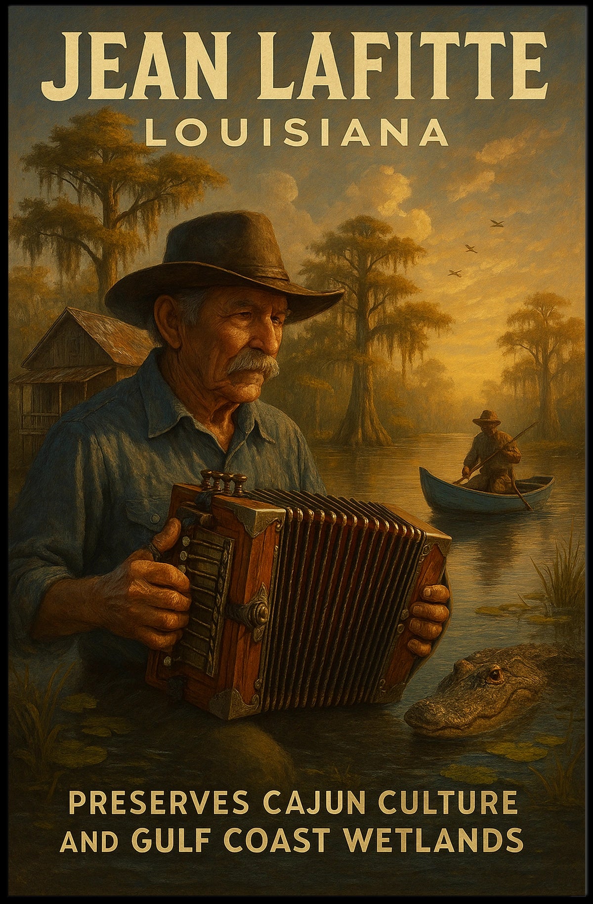 Jean Lafitte Preserving Cajun Culture Poster