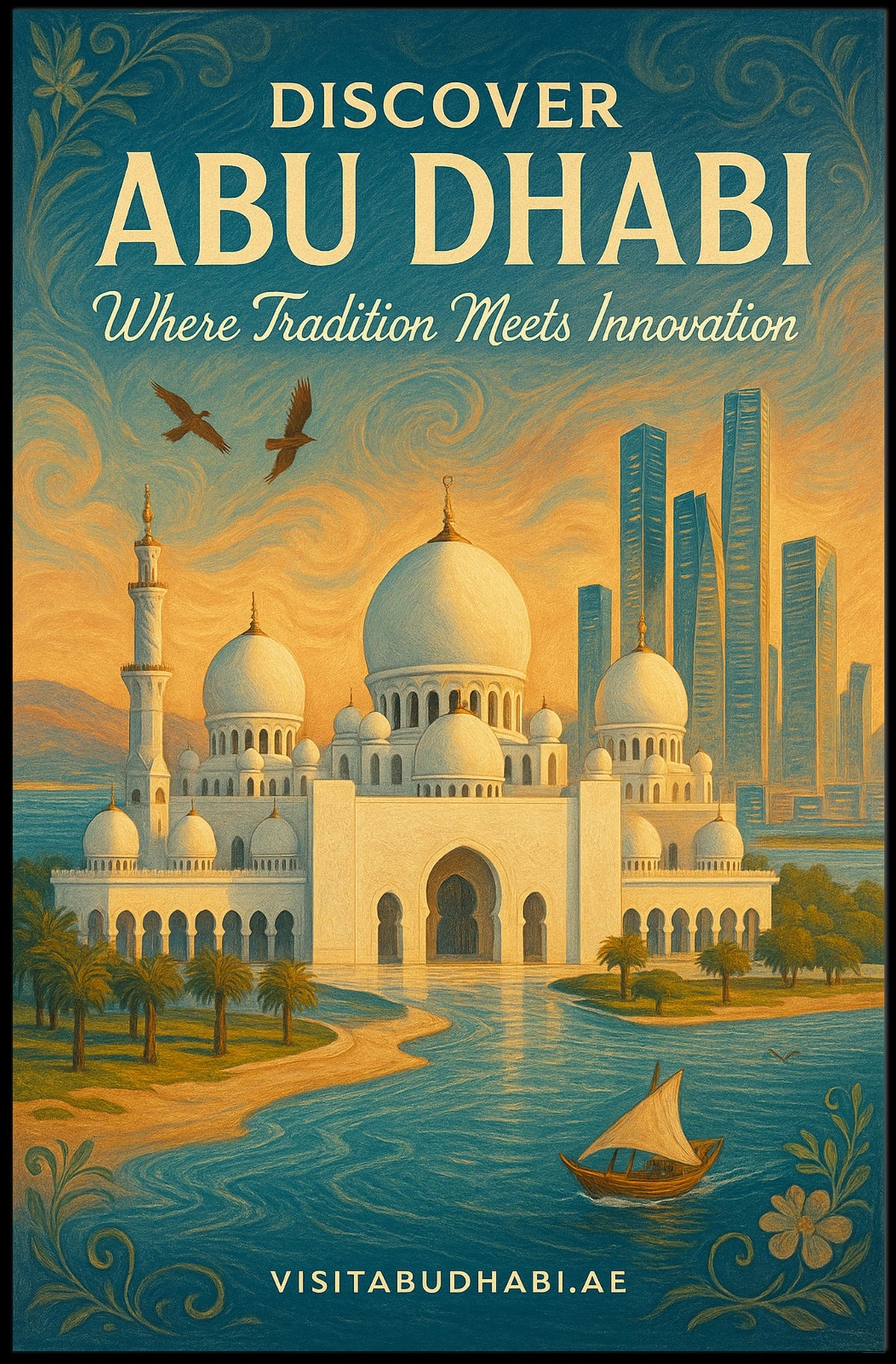 Abu Dhabi Elegance Explore Tradition & Modernity Travel Poster