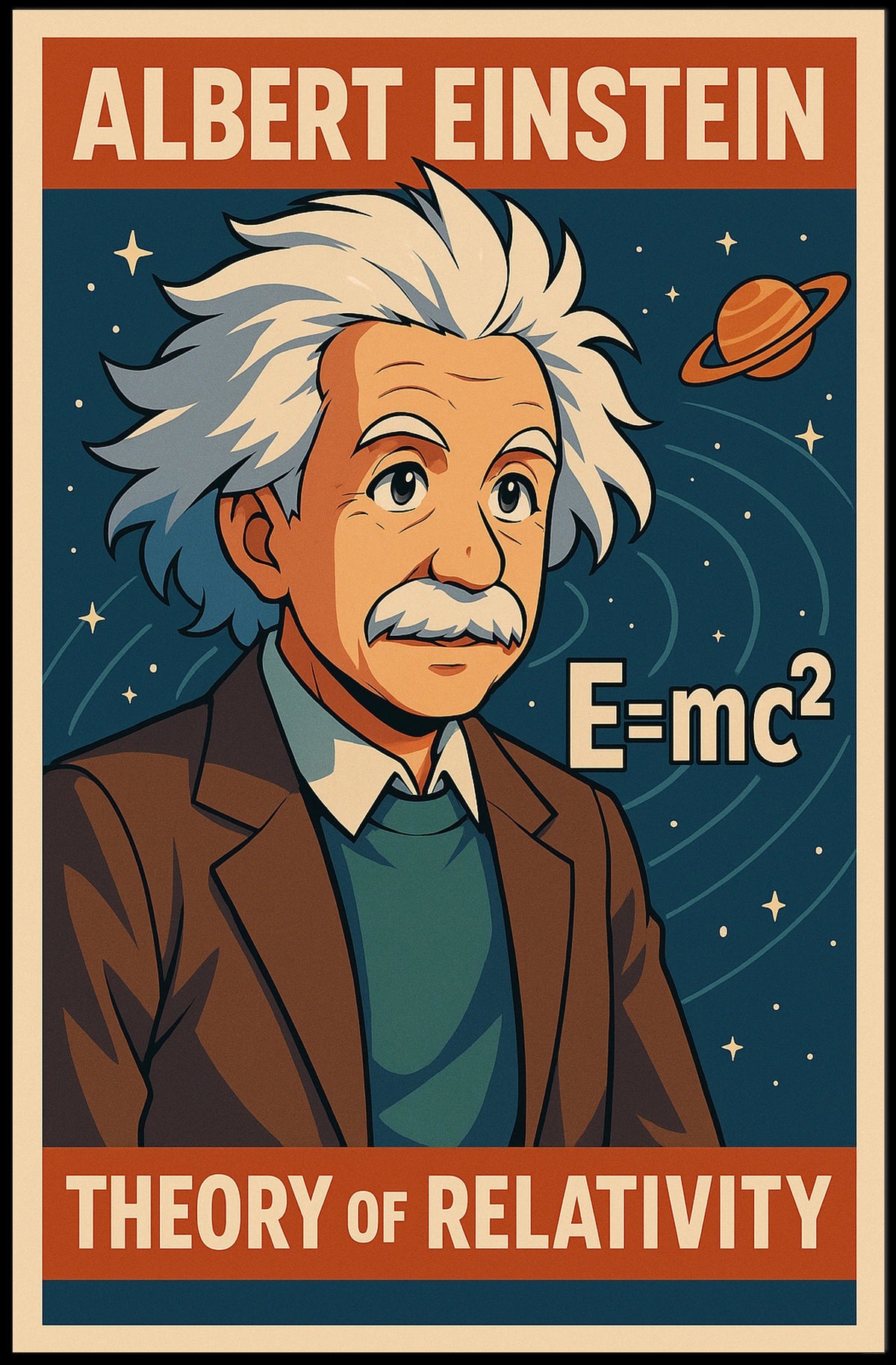 Albert Einstein Relativity Vintage Cosmic Science Inspiration Timeless Iconic Wall Art Poster