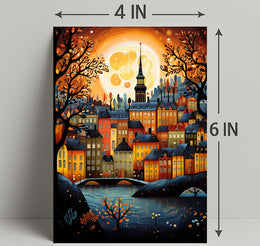 Enchanted Autumn Townscape Poster