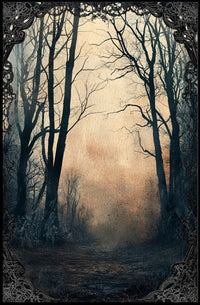 Mystical Dawn Forest Scene, Artistic Poster