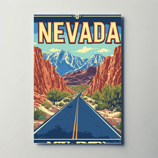 Nevada Landscape Vintage Travel Poster