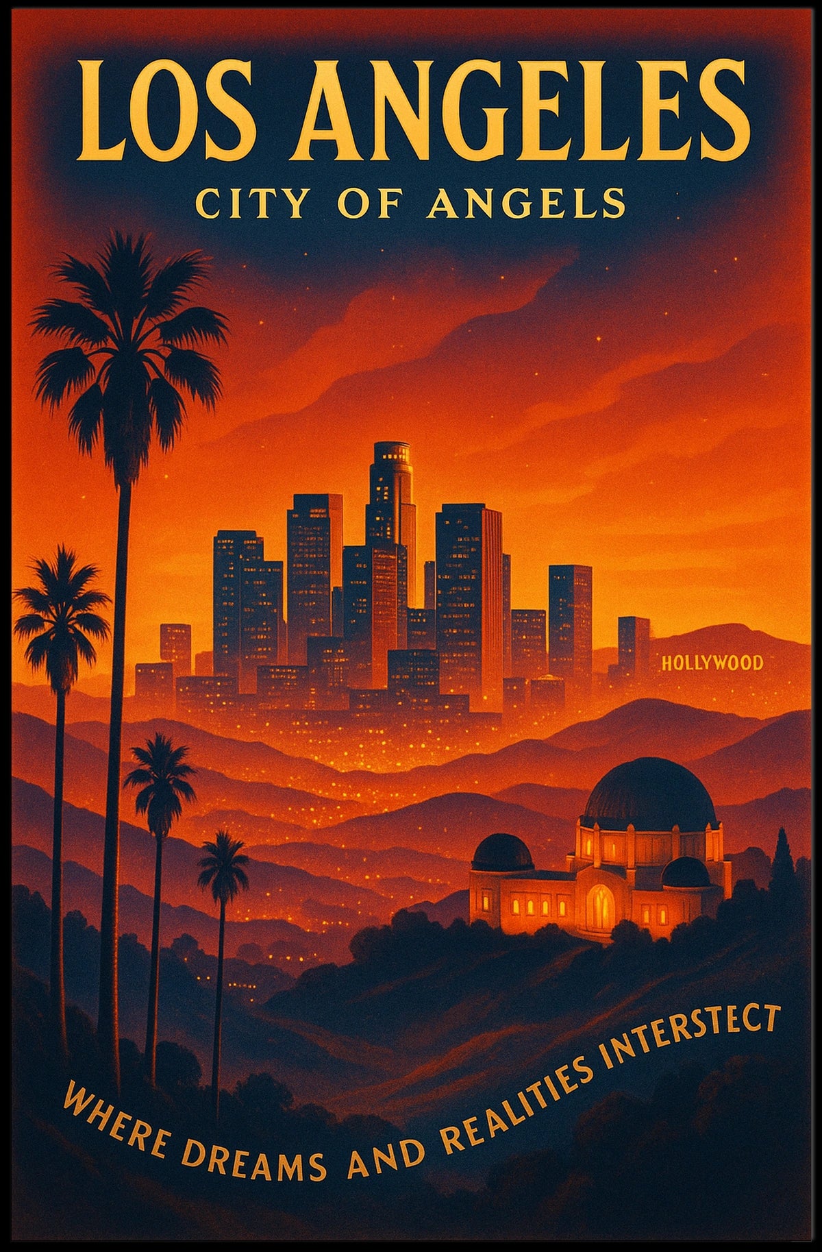 Los Angeles Dreams Retro Travel Poster Art