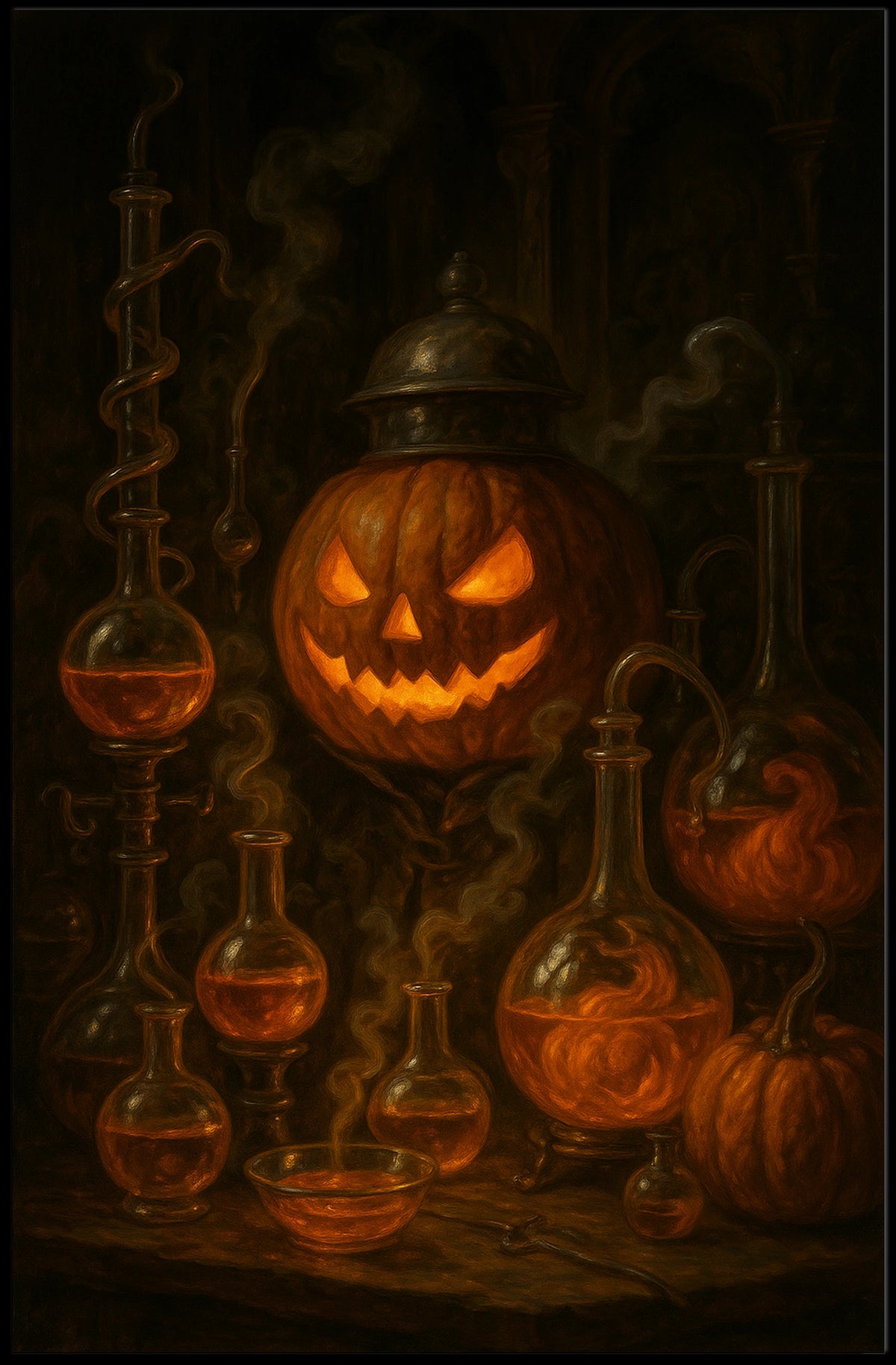 Halloween Alchemy Lab Pumpkin Vintage Collector Poster