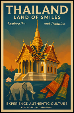 Thailand Vintage Travel Poster for Cultural Heritage Enthusiasts