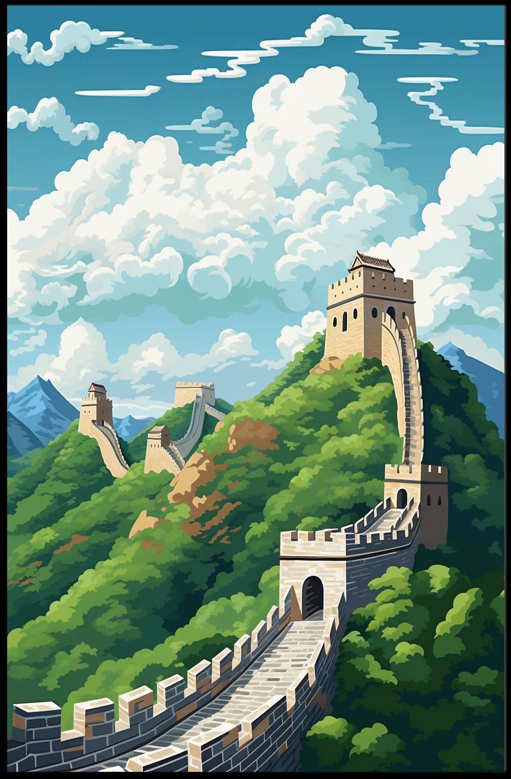 Great Wall of China Artistic Travel Poster