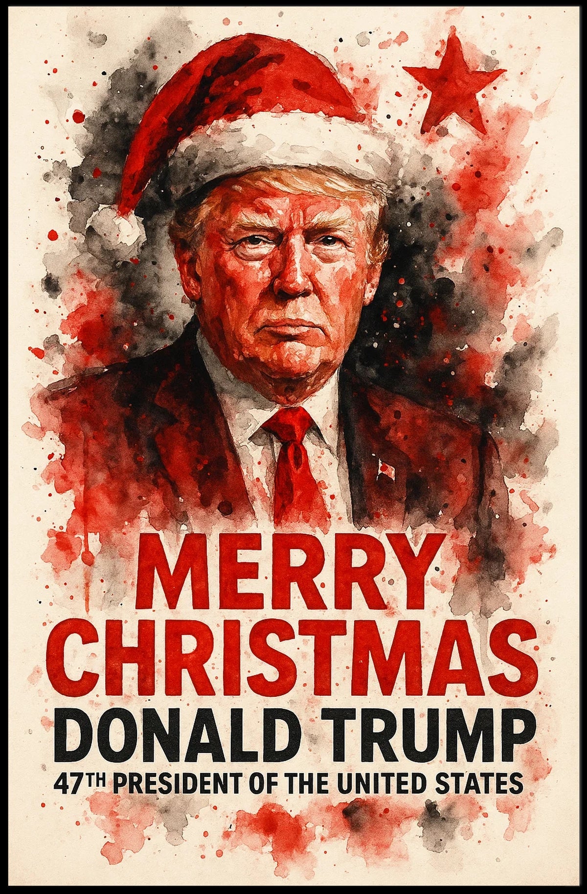 Festive Santa Hat Artwork - Abstract, Artistic, or Pop Culture Poster