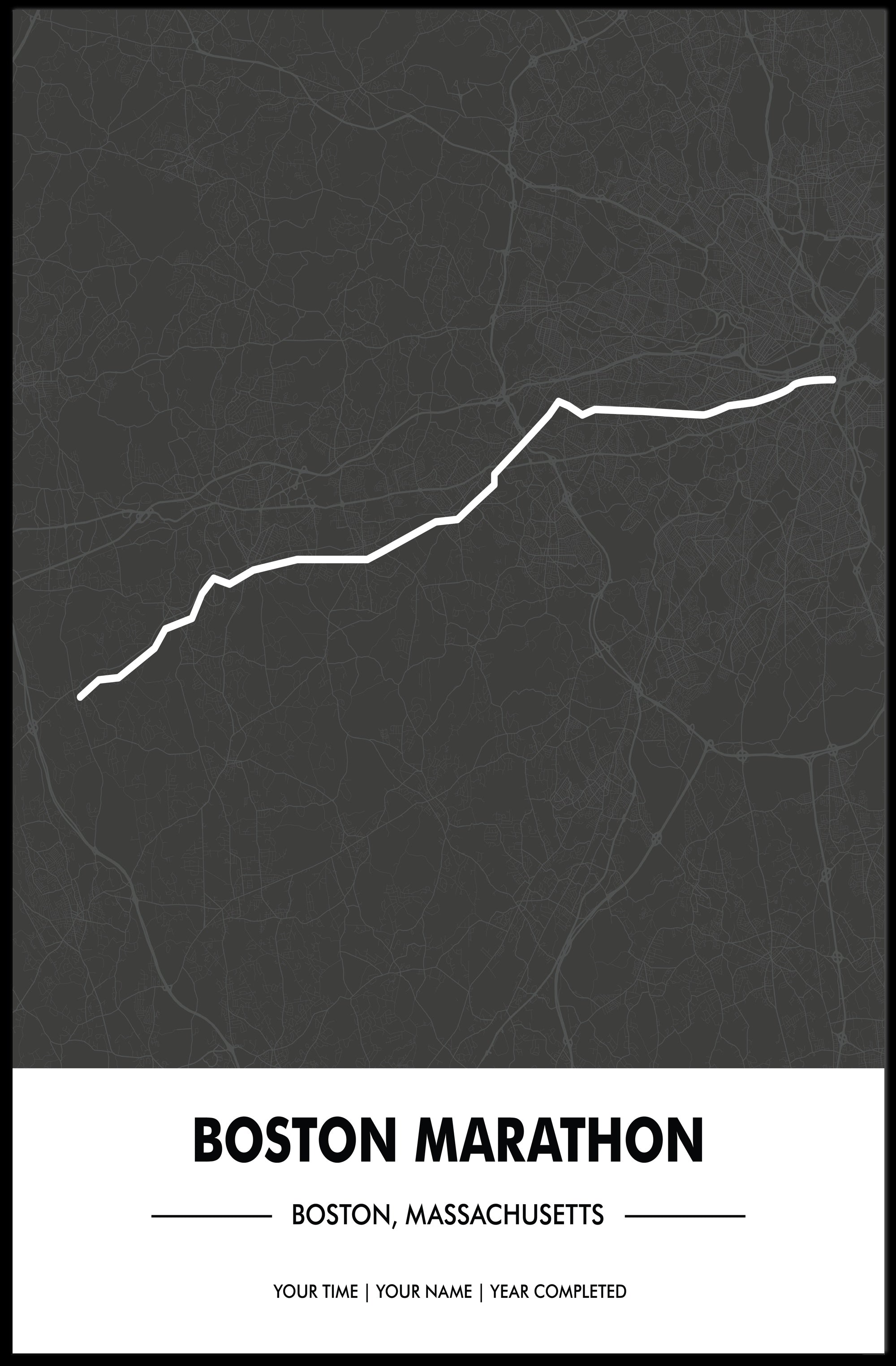 Boston Marathon Route Modern Minimalist Sports Poster