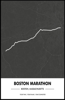 Boston Marathon Route Modern Minimalist Sports Poster