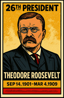 Theodore Roosevelt 26th President of the United States Inked Comic Style Poster