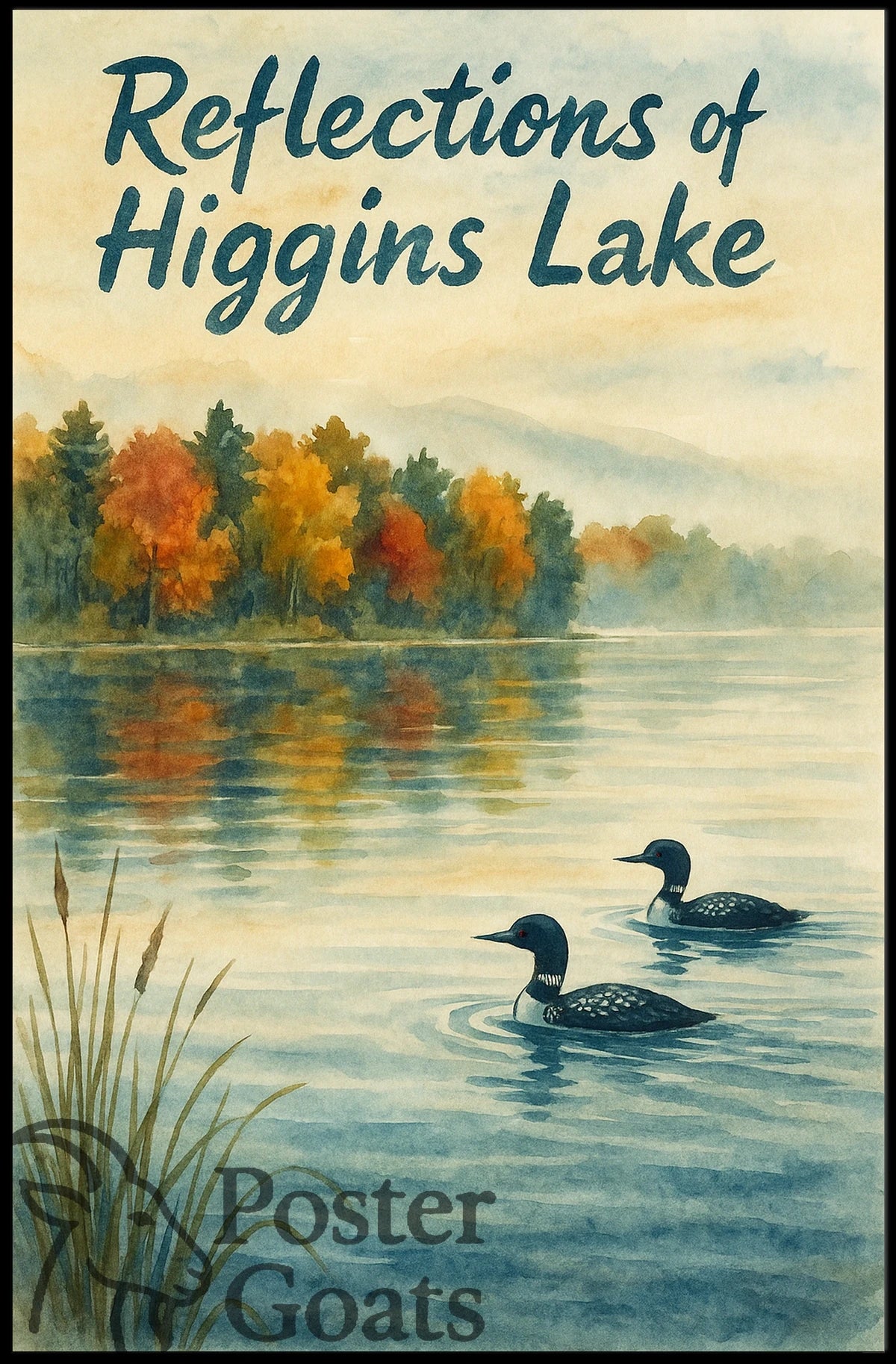 Higgins Lake Autumn Serenity - Artistic Poster