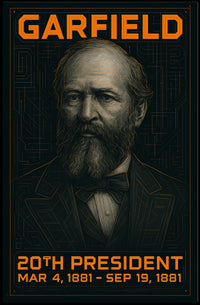 James A. Garfield 20th President of the United States Techno Schematic Poster