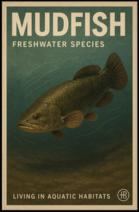 Mudfish Freshwater Illustration Vintage Educational Animal Poster PosterGoat