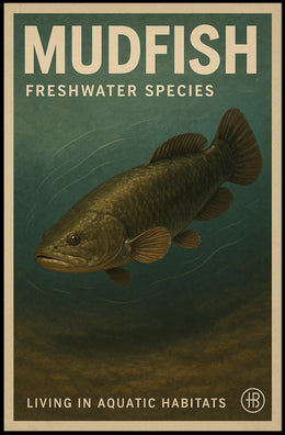 Mudfish Freshwater Illustration Vintage Educational Animal Poster PosterGoat