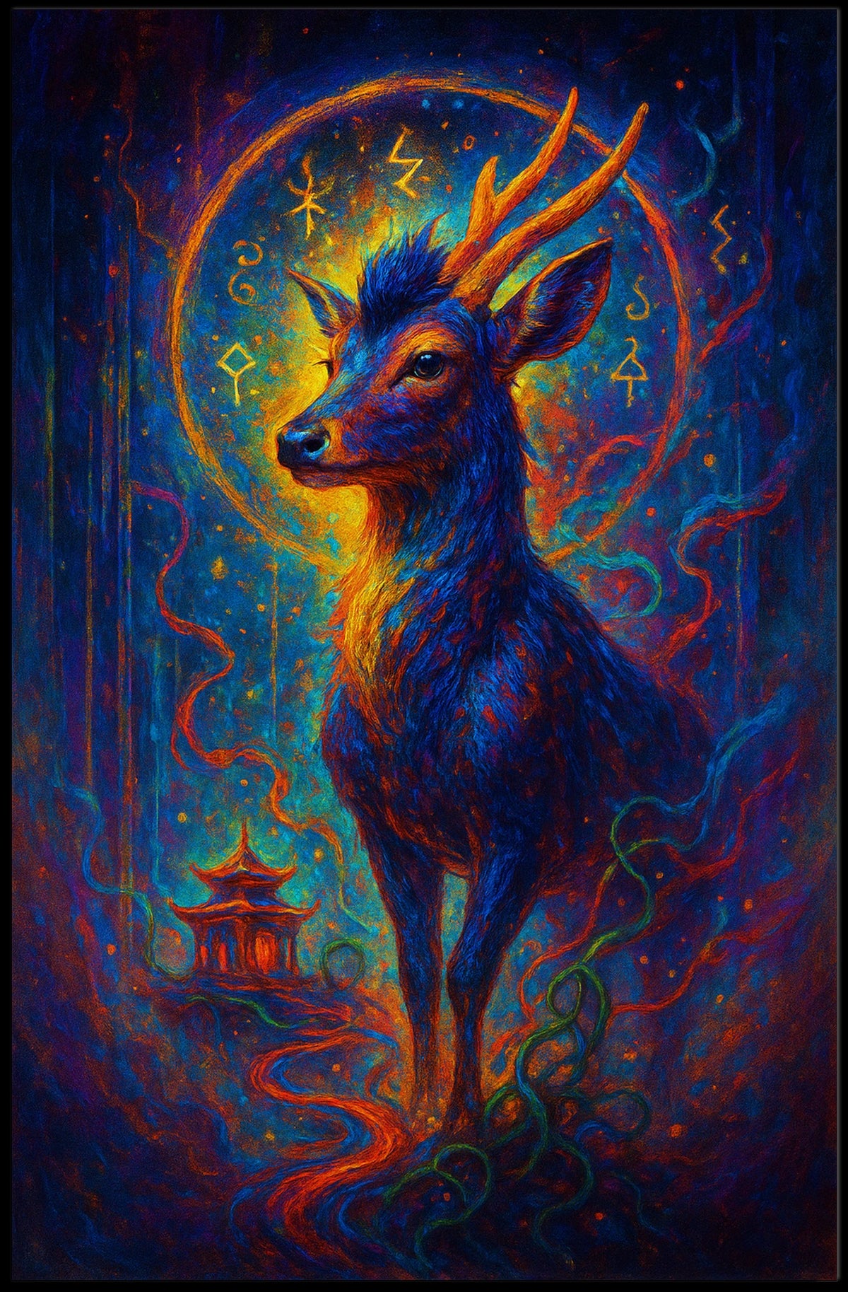 Mystical Deer in Enchanted Forest Poster