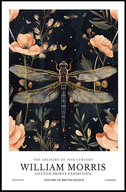 William Morris Exhibition: Intricate Dragonfly Arts and Crafts Poster