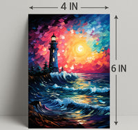 Lighthouse At Sunset Poster