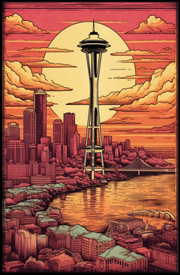 Sunset Over Seattle Poster