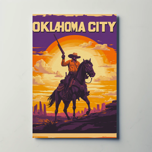 Oklahoma City Cowboy Vintage Poster