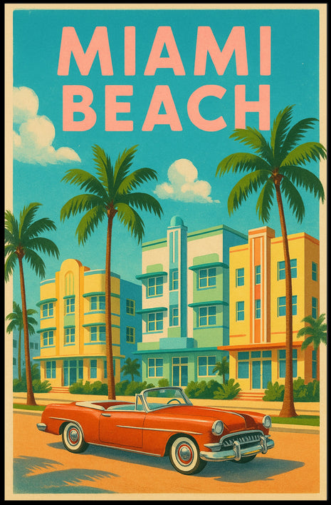 Miami Beach Art Deco Travel Poster