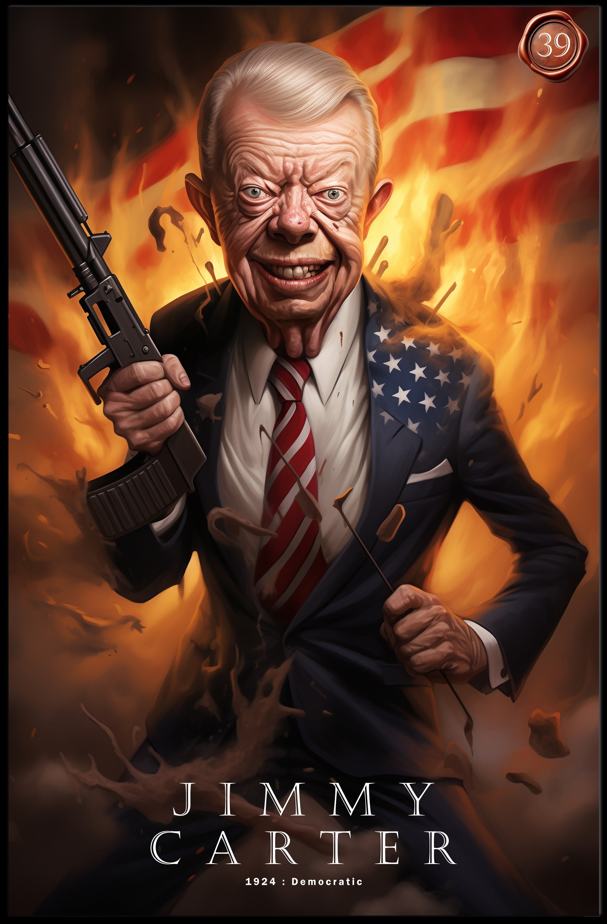 Jimmy Carter Funny Cartoon Art Presidential Poster