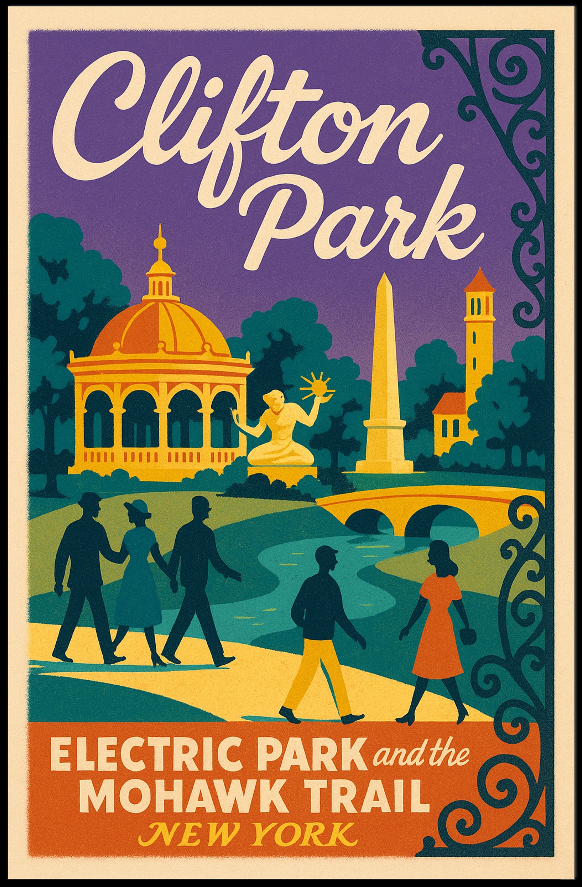 Clifton Park Nostalgia: Vintage Travel Poster