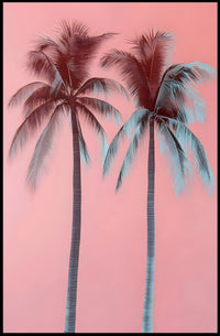 Palm Trees Poster Tropical Pink Minimalist Wall Art