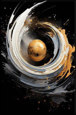 Golden Orb Abstract Art Print - Abstract Poster