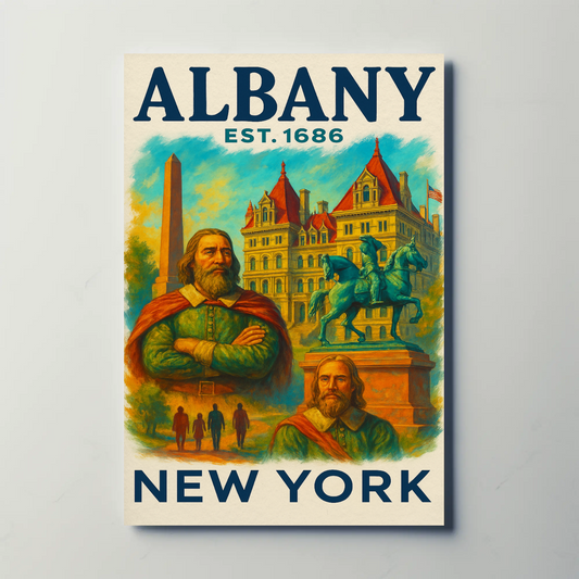 Albany New York Wall Art Vintage Travel Poster