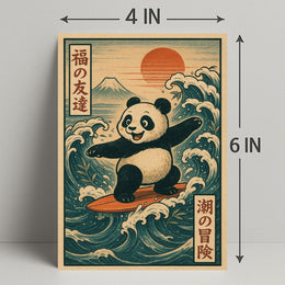 Pandas Surfing Adventure Poster PosterGoat