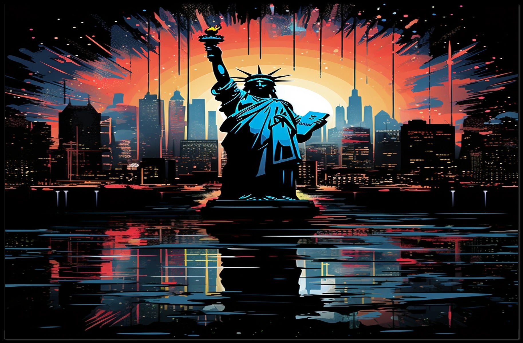 Statue Of Liberty At Sunset Poster