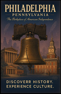 Philadelphia Liberty Bell Vintage Poster: Historical Landmarks