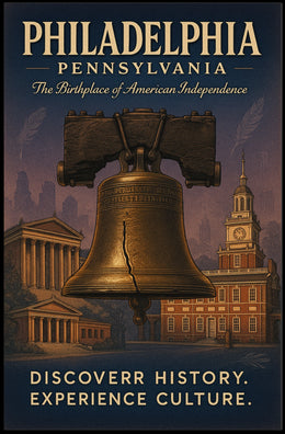 Philadelphia Liberty Bell Vintage Poster: Historical Landmarks
