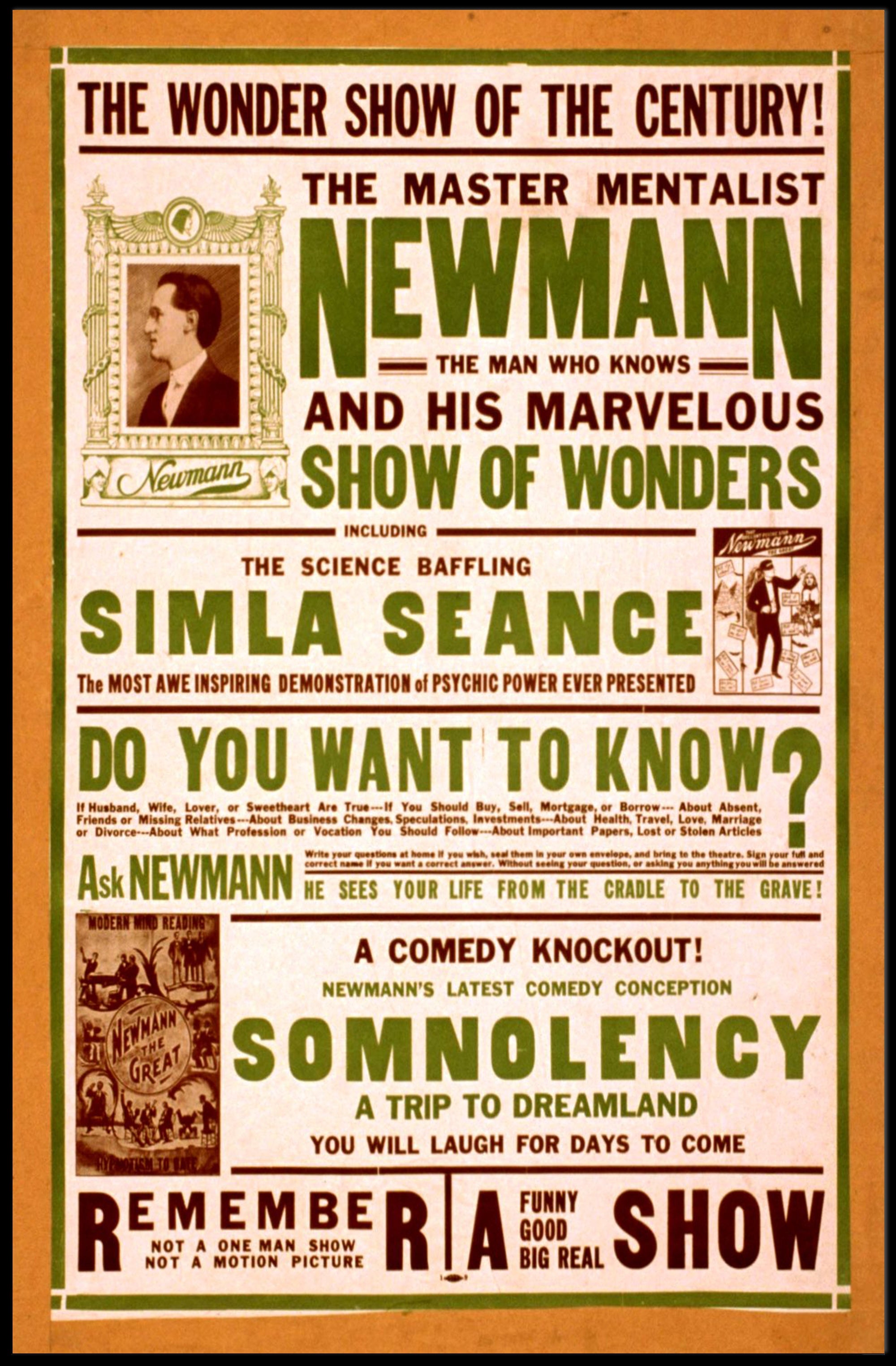 The Master Mentalist Neumann Vintage Entertainment Poster