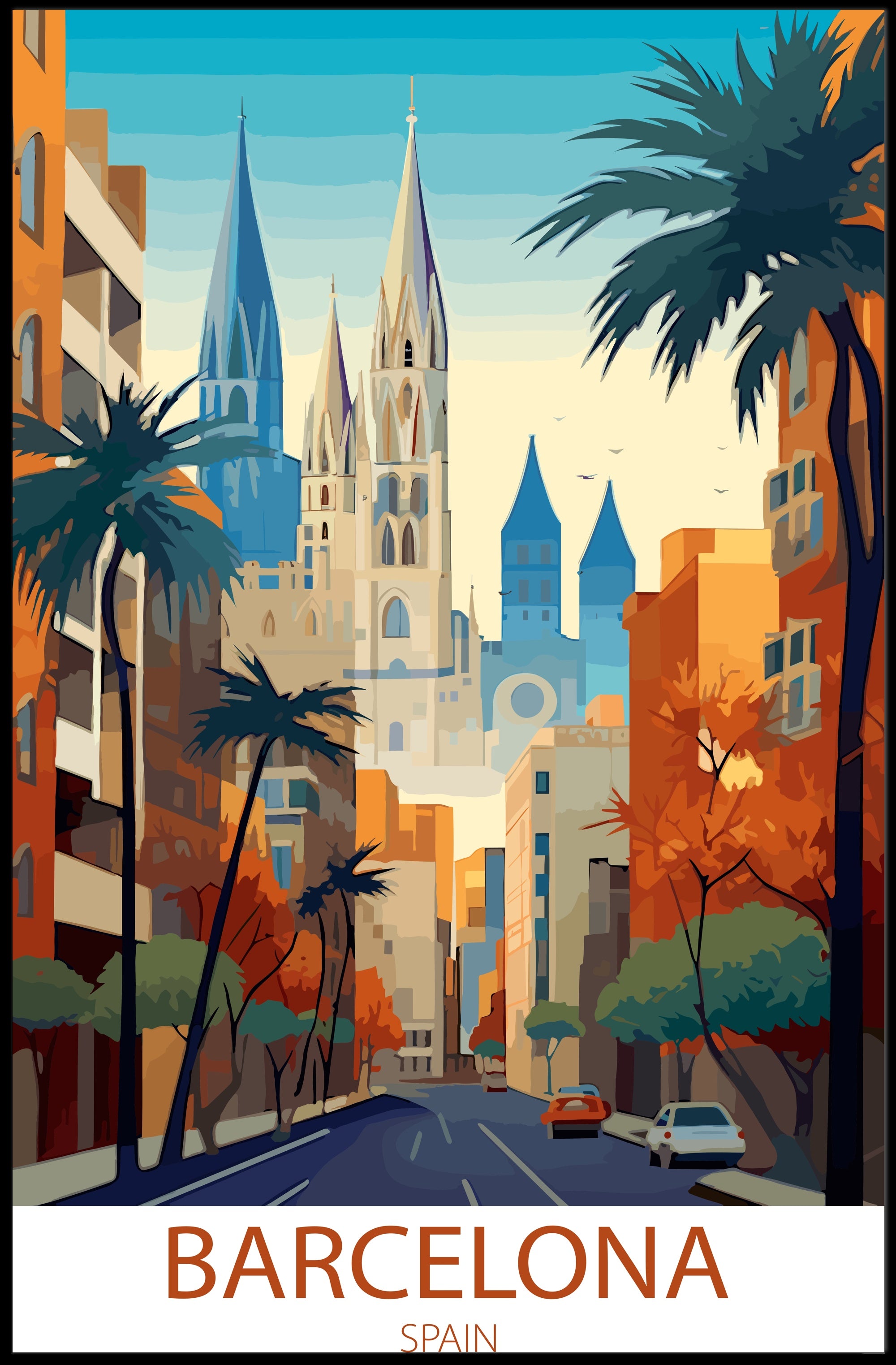 Barcelona Vibrant Cityscape Urban or Cityscape Poster