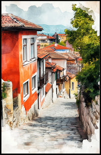 Bulgaria Plovdiv Old Town Colorful Streets Poster