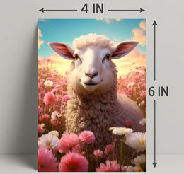 Serene Sheep In Blooming Meadow Poster PosterGoat