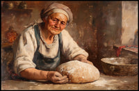Timeless Rural Life: Elderly Woman Kneading Dough